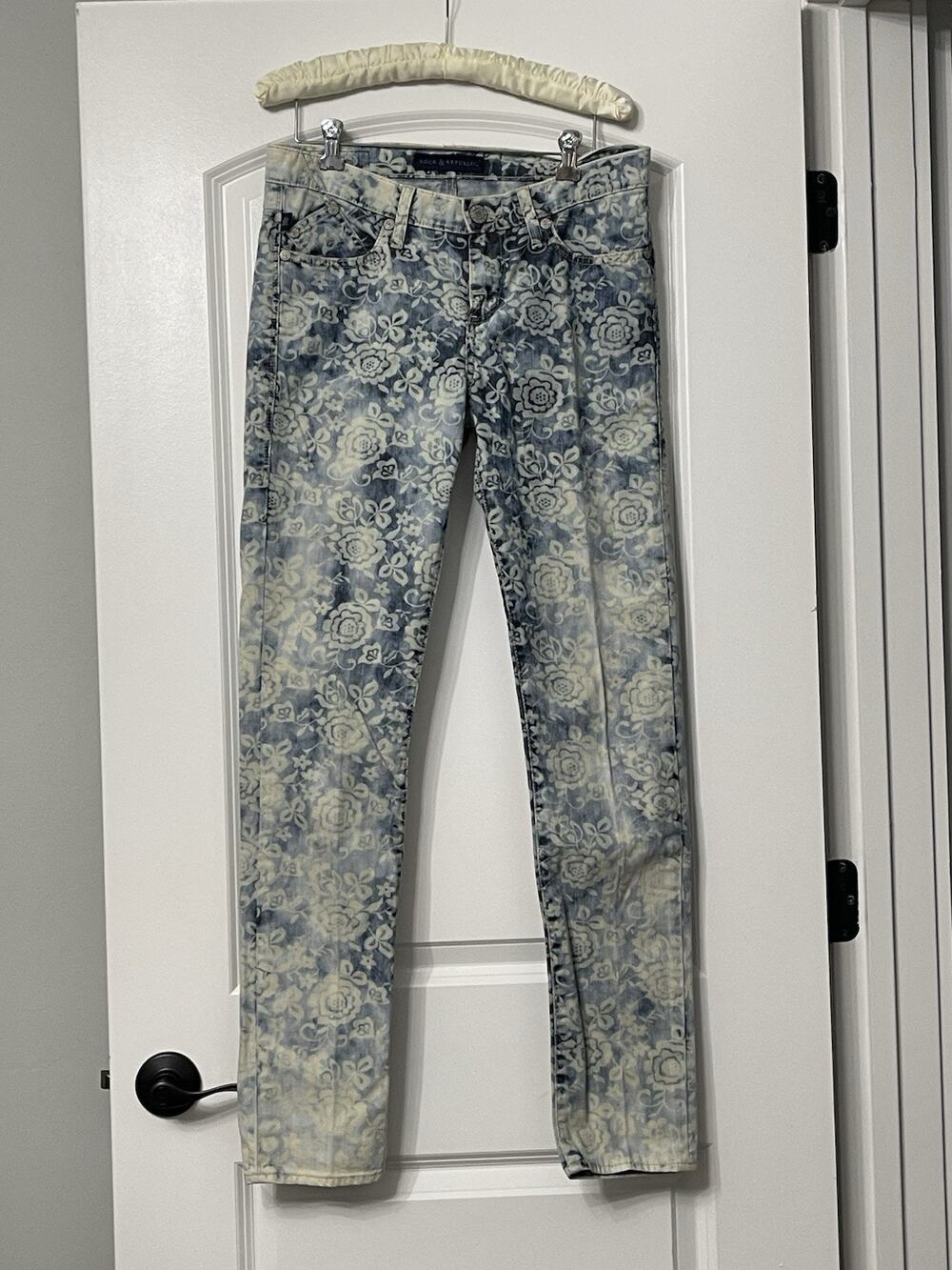 Rock & Republic Y2K Grunge Whimsigoth Indie Boho Floral Bleach Jeans Sz 6